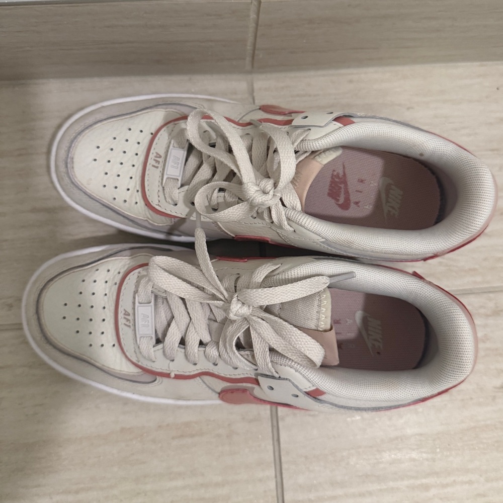 Nike Air Force White and Pink Sneakers
